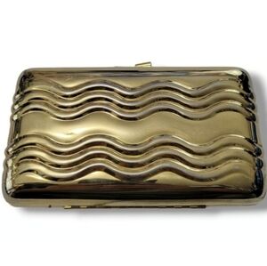 Vintage ADG Fashion Imports Gold Wave Metallic Clutch.